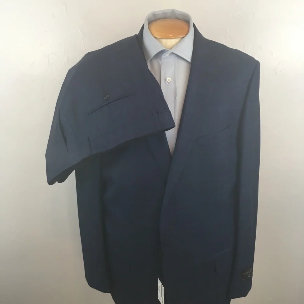 Canaletto mens suit blue 46L windowpane super 150s nwt made in Italy new ea0123